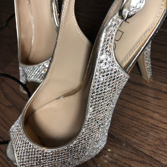 Aldo sparkly peep toe platform heeled shoe, gold - Picture 5 of 5